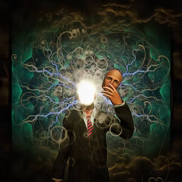 Digital Illustration Man Glowing Head — Stock Photo, Image