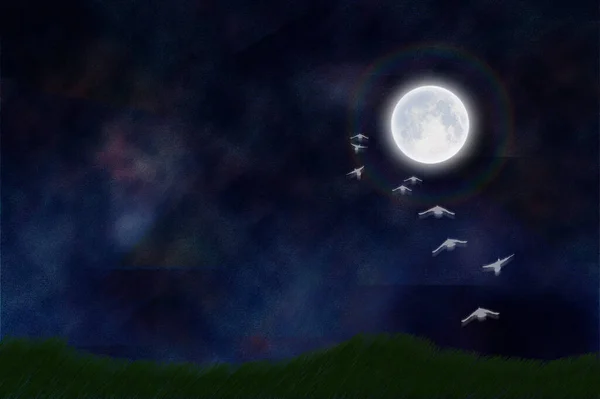 Céu Noturno Lua Conceito Astrologia — Fotografia de Stock
