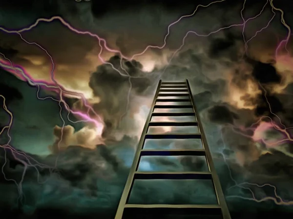 Escadaria Para Céu Ilustração Criativa Conceitual — Fotografia de Stock