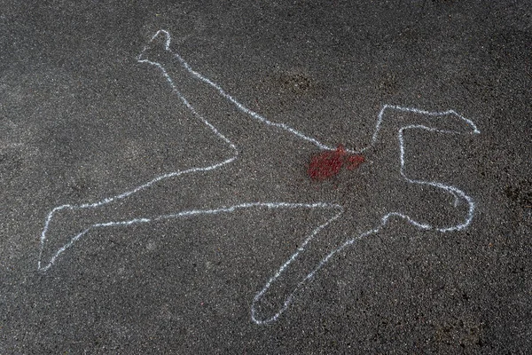 Dead Body Paint Asphalt — Stock Photo, Image