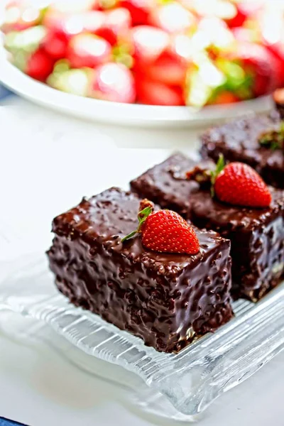 Delicious Decadent Strawberry Cake Cream Fresh Fruit Sugar Fillings — Stock Photo, Image
