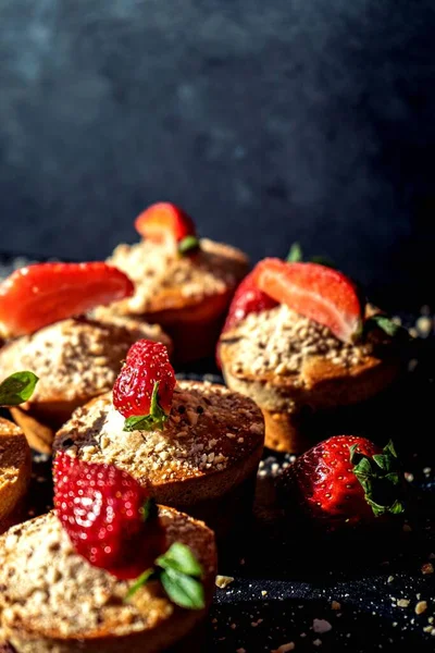 Homemade Biscuits Strawberries — Stock Photo, Image