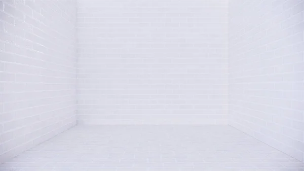 Vazio Sala Estar Parede Tijolo Branco Loft Estilo Design Interiores — Fotografia de Stock