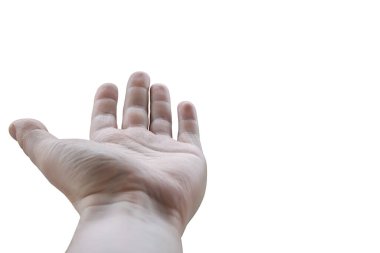 Beyaz izole bir arkaplanda bir insanın avuç içi