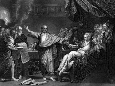 Eski Ahit İncili 'nin oymalı bir resmi, eski bir gravür.