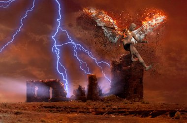 Yıkılmış tapınak ve düşmüş melek