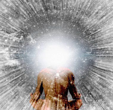 Soyut 3 boyutlu tasvir sanatı. maneviyat ve insan meditasyonu 