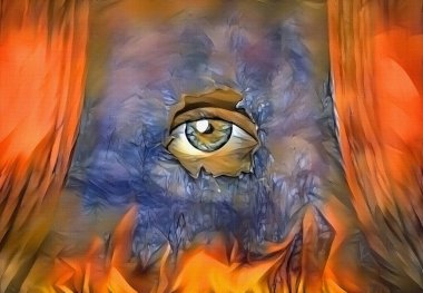 Gözler sahnede, soyut kavramsal illüstrasyon