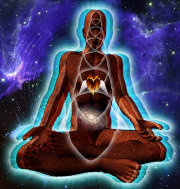 Soyut 3 boyutlu tasvir sanatı. maneviyat ve insan meditasyonu 
