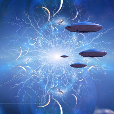 Uçan daireler, kavramsal soyut çizimler