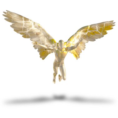 Beyaz arka planda meçhul melek