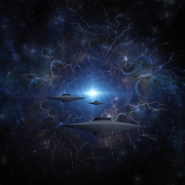 Uzay yolcuları, kavramsal soyut illüstrasyon