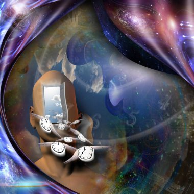 Zamanın akışı, renkli illüstrasyon 