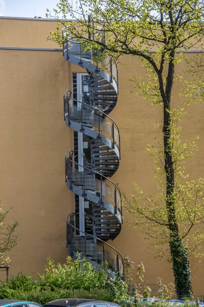 Steel Spiral Staircase High Rise Building Emergencies — Stock Photo, Image