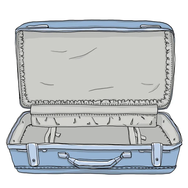 Blue Vintage Luggage Suitcases Open Empty Cute Illustration — Stock Photo, Image