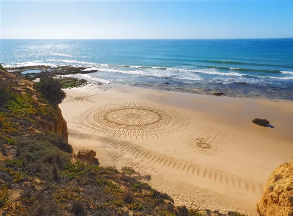 Portekiz Algarve Sahilinde Vitor Raposo Nun Güzel Plaj Sanatı — Stok fotoğraf
