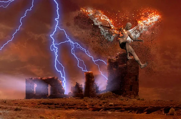 Zniszczona Świątynia Upadły Anioł — Zdjęcie stockowe