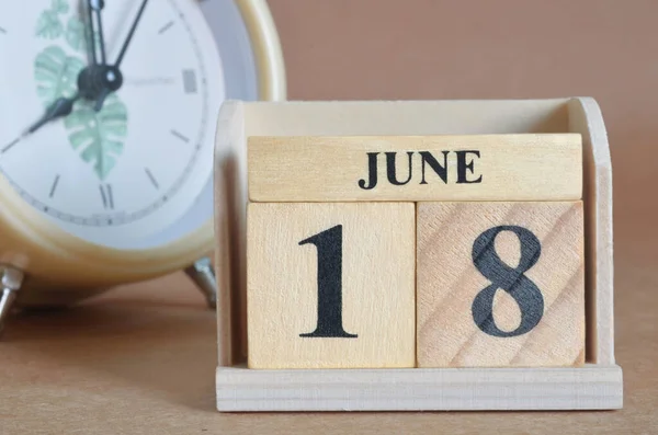 Calendario Madera Con Mes Junio Concepto Planificación — Foto de Stock