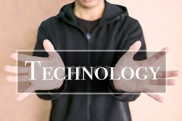 Technology Concept Digital Screen Human Hand — Stock Photo, Image