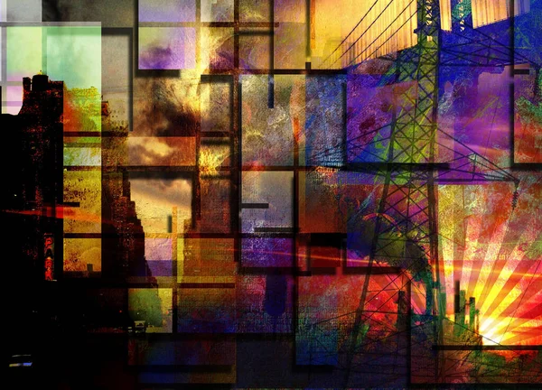 Surreal Urban Background Conceptual Abstract Illustration — Stock Photo, Image