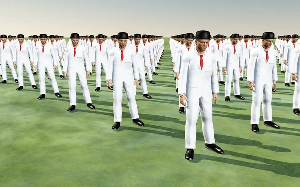 Άνδρες Λευκά Κοστούμια Αφηρημένη Εννοιολογική Απεικόνιση — Φωτογραφία Αρχείου