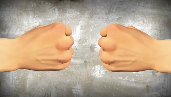 Fists bump over concret background