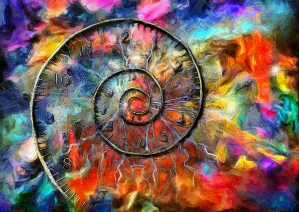 Espiral Del Tiempo Abstracto Futurista Renderizado Obras Arte —  Fotos de Stock