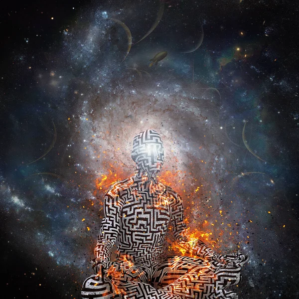 Cosmos Abstractos Surrealistas Ilustración Meditación Humana Espacio — Foto de Stock