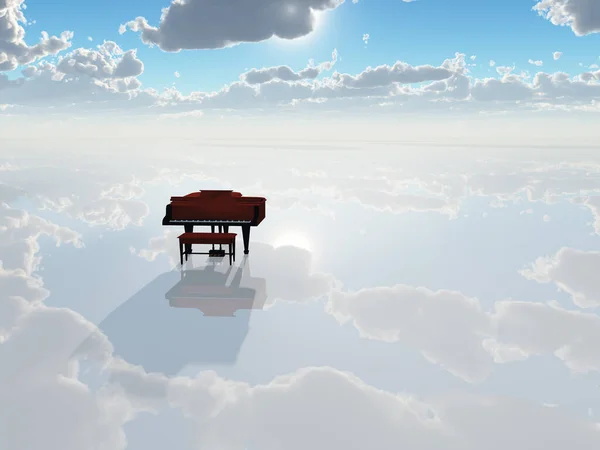 Piano Himlen Med Vita Moln — Stockfoto