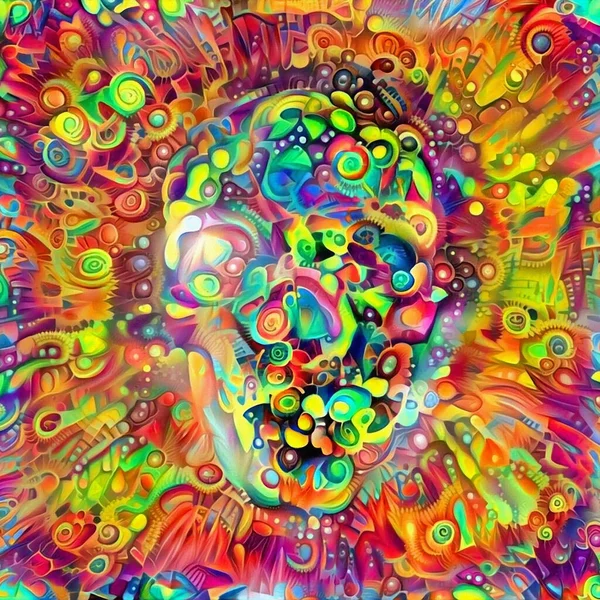 Vivid Skull Silhouette Colorful Picture — Stock Photo, Image