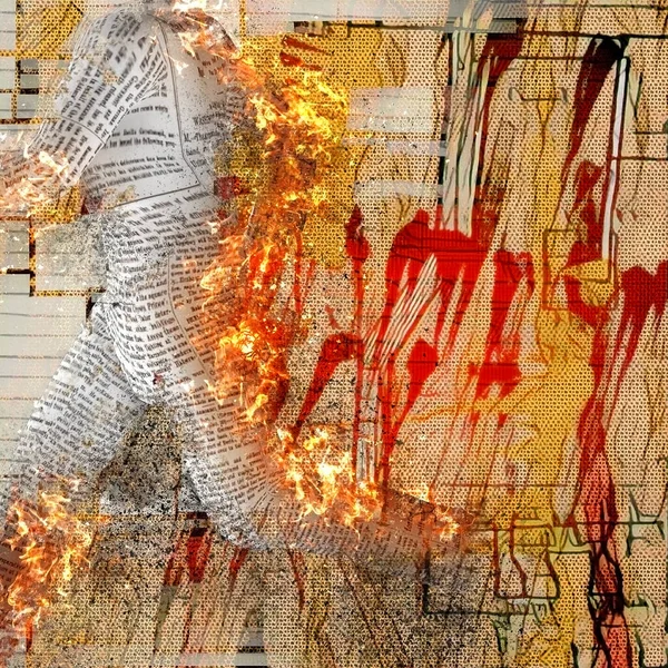 Burning Paper Man Ilustração Abstrata Conceitual — Fotografia de Stock