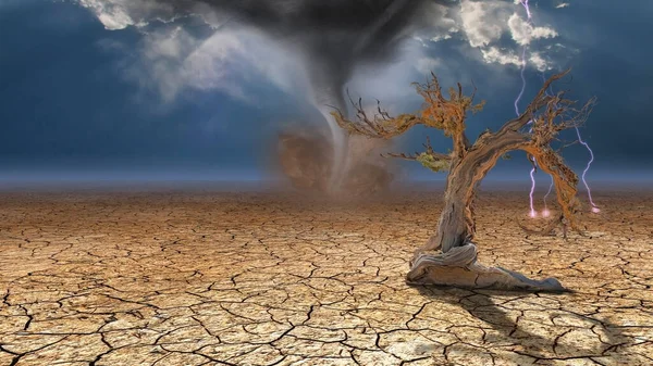 Desert Dust Devil Begreppsmässig Abstrakt Illustration — Stockfoto