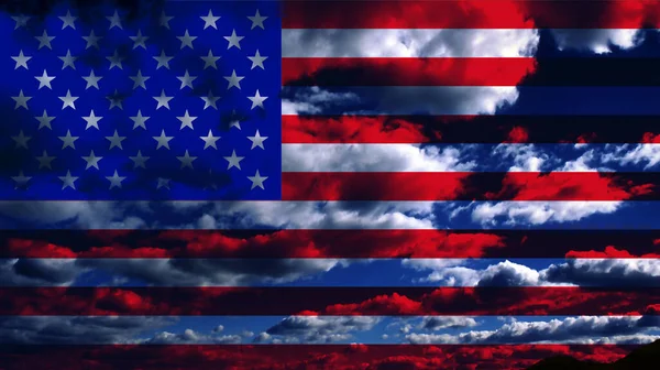 Usa Flag Cloudy Sky — Stock Photo, Image