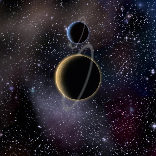 Ilustração Espaço Galáctico Futurista Com Planetas — Fotografia de Stock