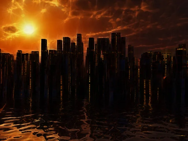 City Water Reflection Sunset — Stock Photo, Image
