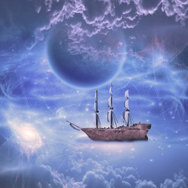 Yelkenli yıldız gemisi, kavramsal soyut çizimler