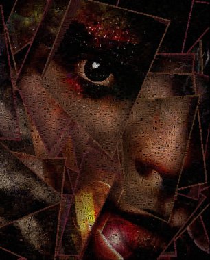 Ürkütücü yüz, kavramsal soyut çizim