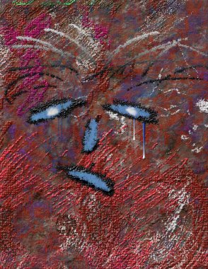 Üzgün yüz, kavramsal soyut çizim