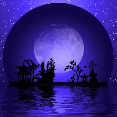 Asya Peyzajı. Gece Siluetleri
