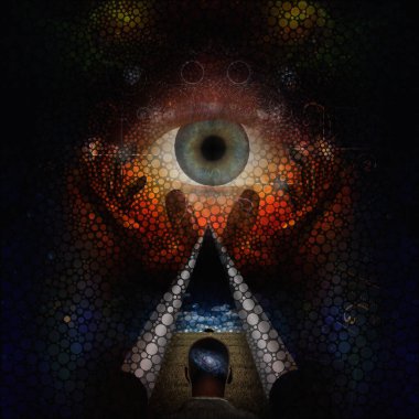 Tanrıya olan inanç, kavramsal soyut illüstrasyon