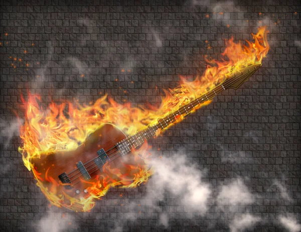 Guitarra Ardente Ilustração Abstrata Conceitual — Fotografia de Stock