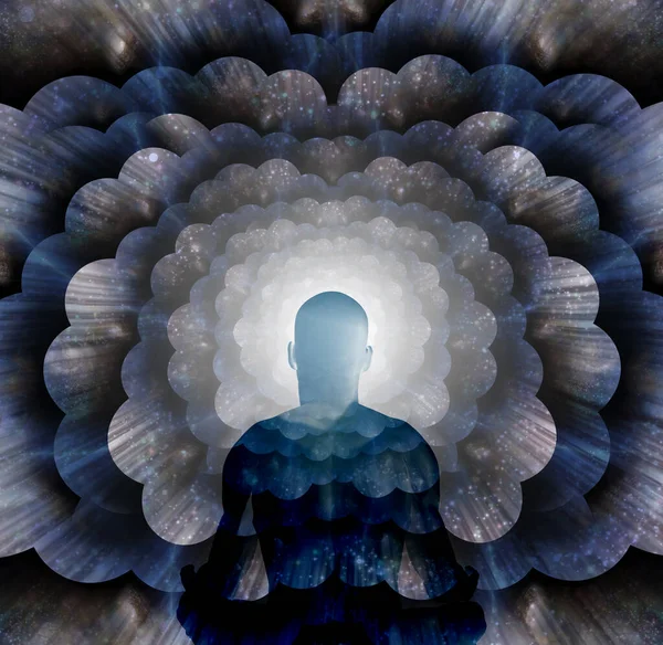 Абстрактне Цифрове Мистецтво Ілюстрація Людського Тіла Медитує — стокове фото