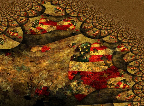 Amerykańskie Serce Puzzle Konceptualny Abstrakcyjny Ilustracja — Zdjęcie stockowe