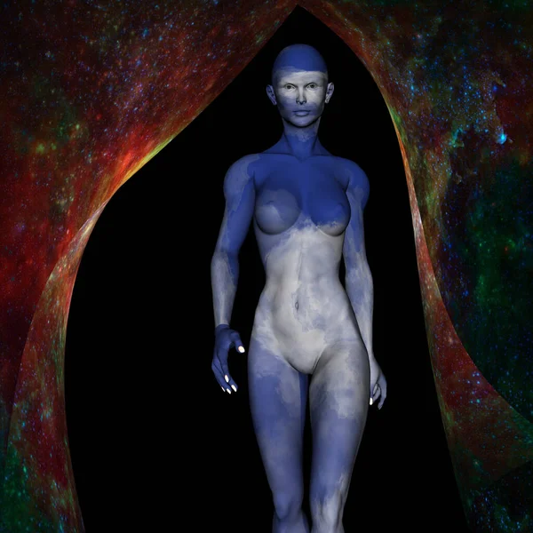 Futuristica Sky Woman Arte Digitale Illustrazione Figura Femminile — Foto Stock