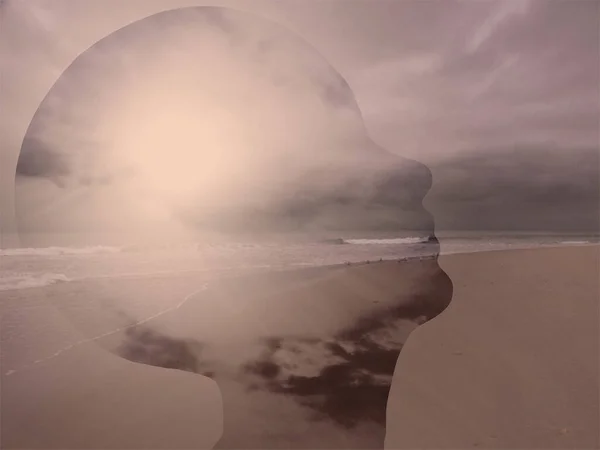 Okyanus kıyısı, kavramsal soyut çizimler