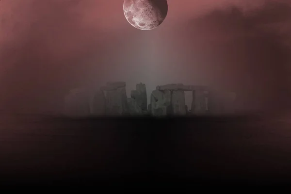 Stonehenge Full Moon Conceptual Abstract Illustration — Stock Photo, Image