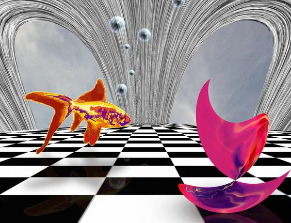 Розовая Материя Шахматной Доске Концептуальная Творческая Иллюстрация — стоковое фото
