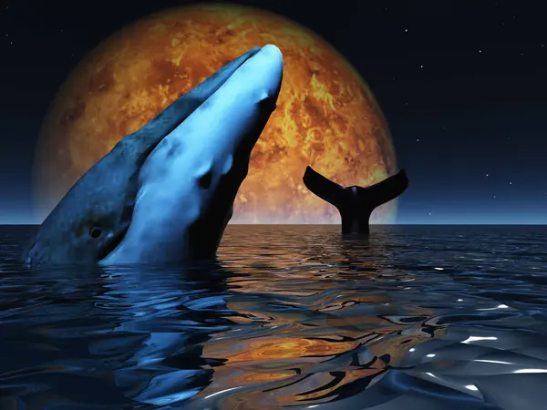 エクソプラネット クジラ 概念抽象イラスト — ストック写真