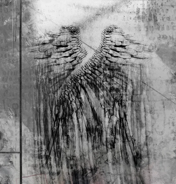 天使翅膀的超现实抽象图解 — 图库照片