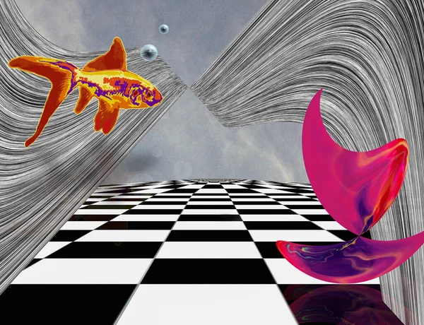 Pink Matter Chessboard Conceptual Creative Illustration — Stock Photo, Image